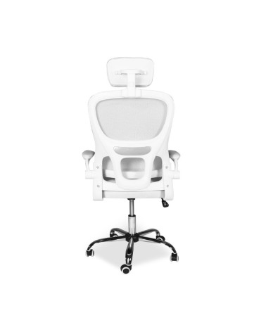 Sedia da ufficio ergonomica Vibes con tessuto a rete bianco con base cromata