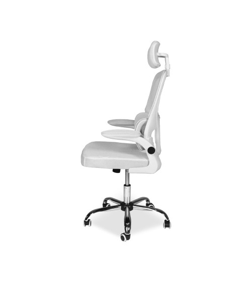 Sedia da ufficio ergonomica Vibes con tessuto a rete bianco con base cromata