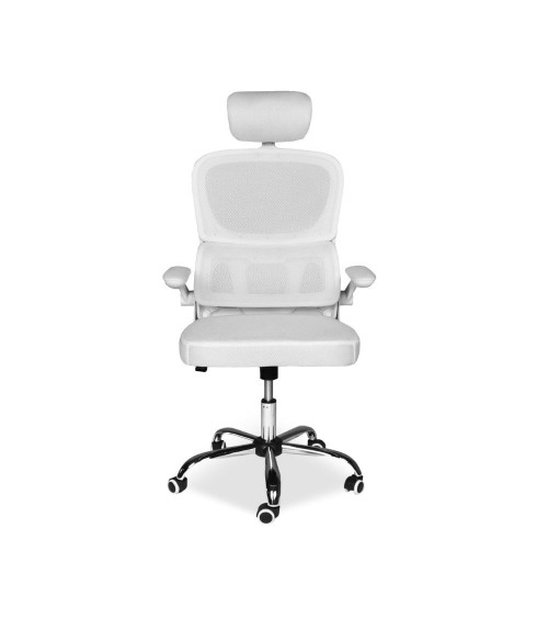 Sedia da ufficio ergonomica Vibes con tessuto a rete bianco con base cromata