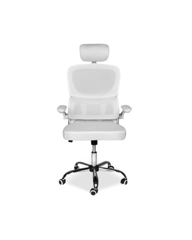 Sedia da ufficio ergonomica Vibes con tessuto a rete bianco con base cromata