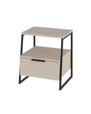Comodino Pal con struttura cashmere e gambe in metallo nero