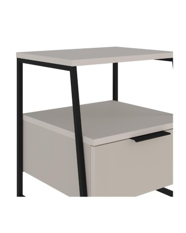 Comodino Pal con struttura cashmere e gambe in metallo nero
