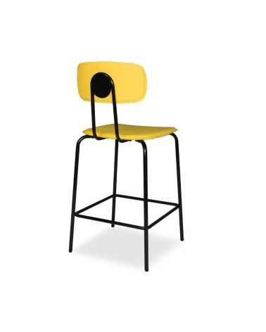 Sgabello Glami in pvc effetto cuoio giallo con struttura in metallo nera
