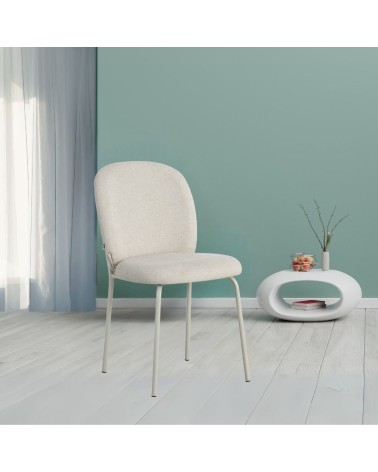 Sedia imbottita Turi in tessuto ecrù set 4 pezzi