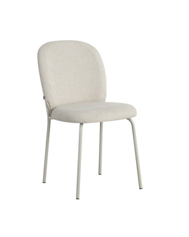 Sedia imbottita Turi in tessuto ecrù set 4 pezzi