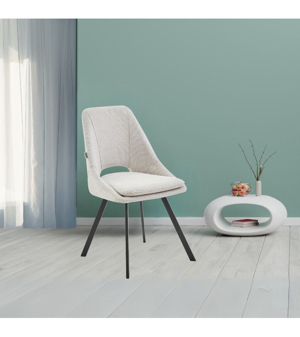 Sedia imbottita Blauss in tessuto ecrù set 2 pezzi