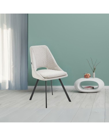 Sedia imbottita Blauss in tessuto ecrù set 2 pezzi