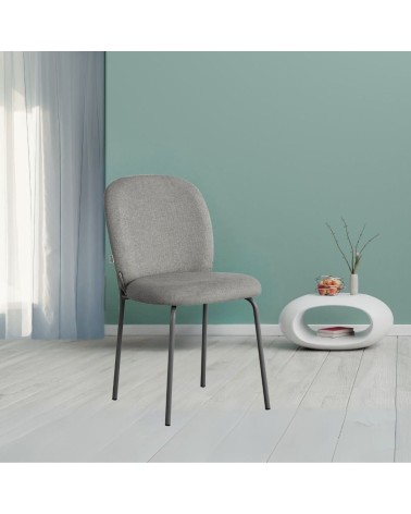 Sedia imbottita Turi in tessuto grigio set 4 pezzi