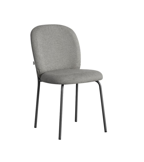 Sedia imbottita Turi in tessuto grigio set 4 pezzi