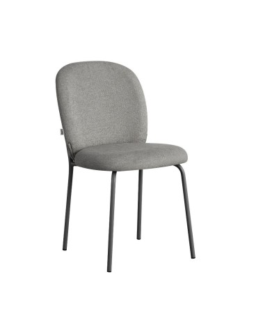 Sedia imbottita Turi in tessuto grigio set 4 pezzi