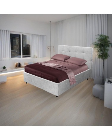 Letto una piazza e mezza Ascoli contenitore in tessuto Enjoy 20 grigio chiaro