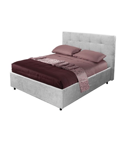 Letto una piazza e mezza Ascoli contenitore in tessuto Enjoy 20 grigio chiaro