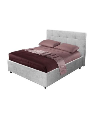 Letto una piazza e mezza Ascoli contenitore in tessuto Enjoy 20 grigio chiaro