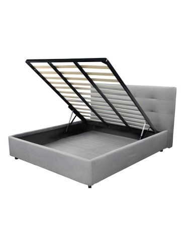 Letto una piazza e mezza Ascoli contenitore in tessuto Enjoy 20 grigio chiaro