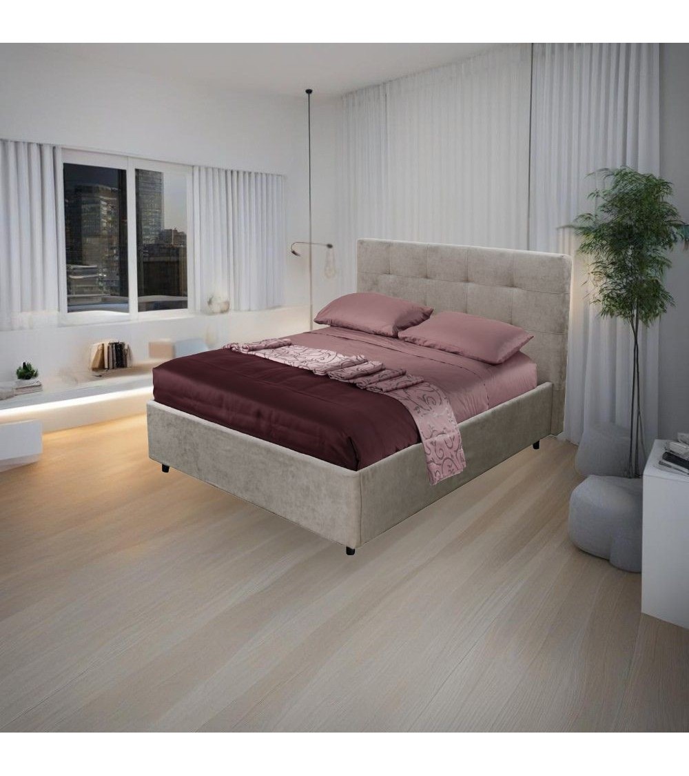 Letto una piazza e mezza Ascoli contenitore in tessuto Enjoy 03 tortora