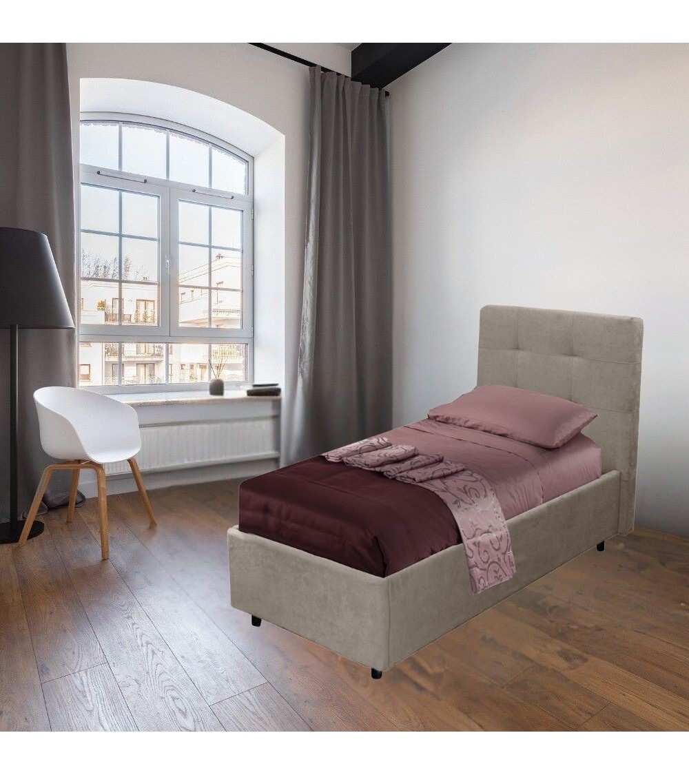 Letto singolo Ascoli contenitore in tessuto Enjoy 03 tortora