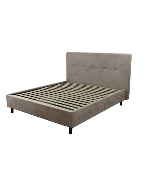 Letto matrimoniale Snello con rete fissa in tessuto Enjoy 03 tortora