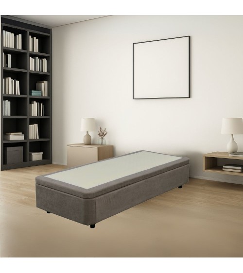 Letto singolo Sommier 80x190 con contenitore in tessuto Enjoy 03 taupe