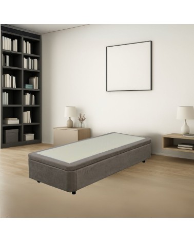 Letto singolo Sommier 80x190 con contenitore in tessuto Enjoy 03 taupe