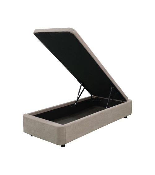 Letto singolo Sommier 80x190 con contenitore in tessuto Enjoy 03 taupe