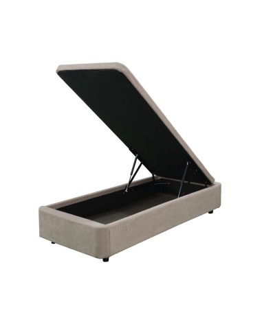 Letto singolo Sommier 80x190 con contenitore in tessuto Enjoy 03 taupe
