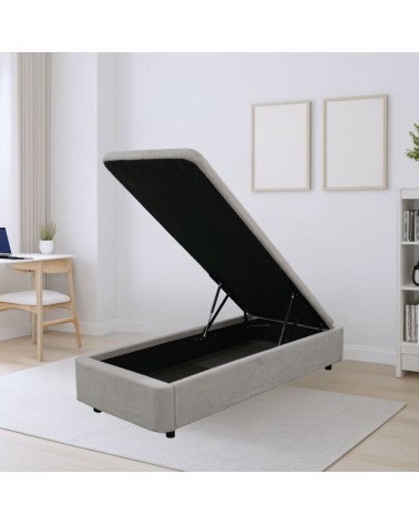 Letto singolo Sommier 80x190 con contenitore in tessuto Towel grigio chiaro