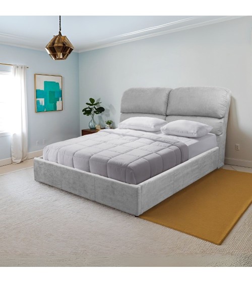 Letto matrimoniale Sofaback contenitore in tessuto Enjoy 20 light grey