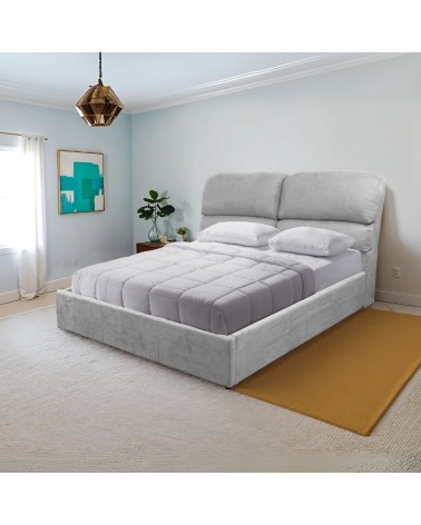 Letto matrimoniale Sofaback contenitore in tessuto Enjoy 20 light grey