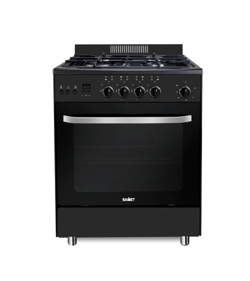 Cucina a gas Stromboli 60x60 cm. con forno a gas e grill elettrico nero classe A