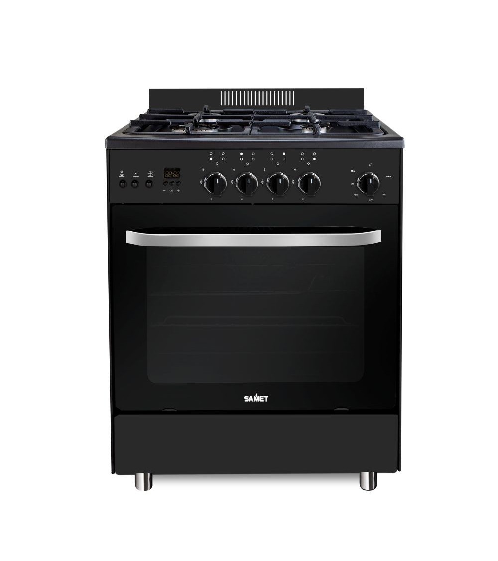 Cucina a gas Stromboli 60x60 cm. con forno a gas e grill elettrico nero classe A
