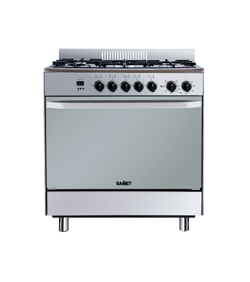 Cucina a gas Stromboli 80x55 cm. con forno e grill elettrici colore inox classe A