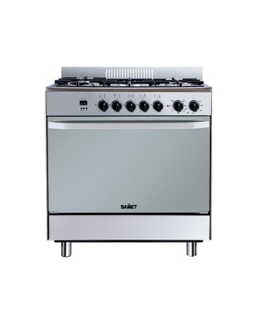 Cucina a gas Stromboli 80x55 cm. con forno e grill elettrici colore inox classe A