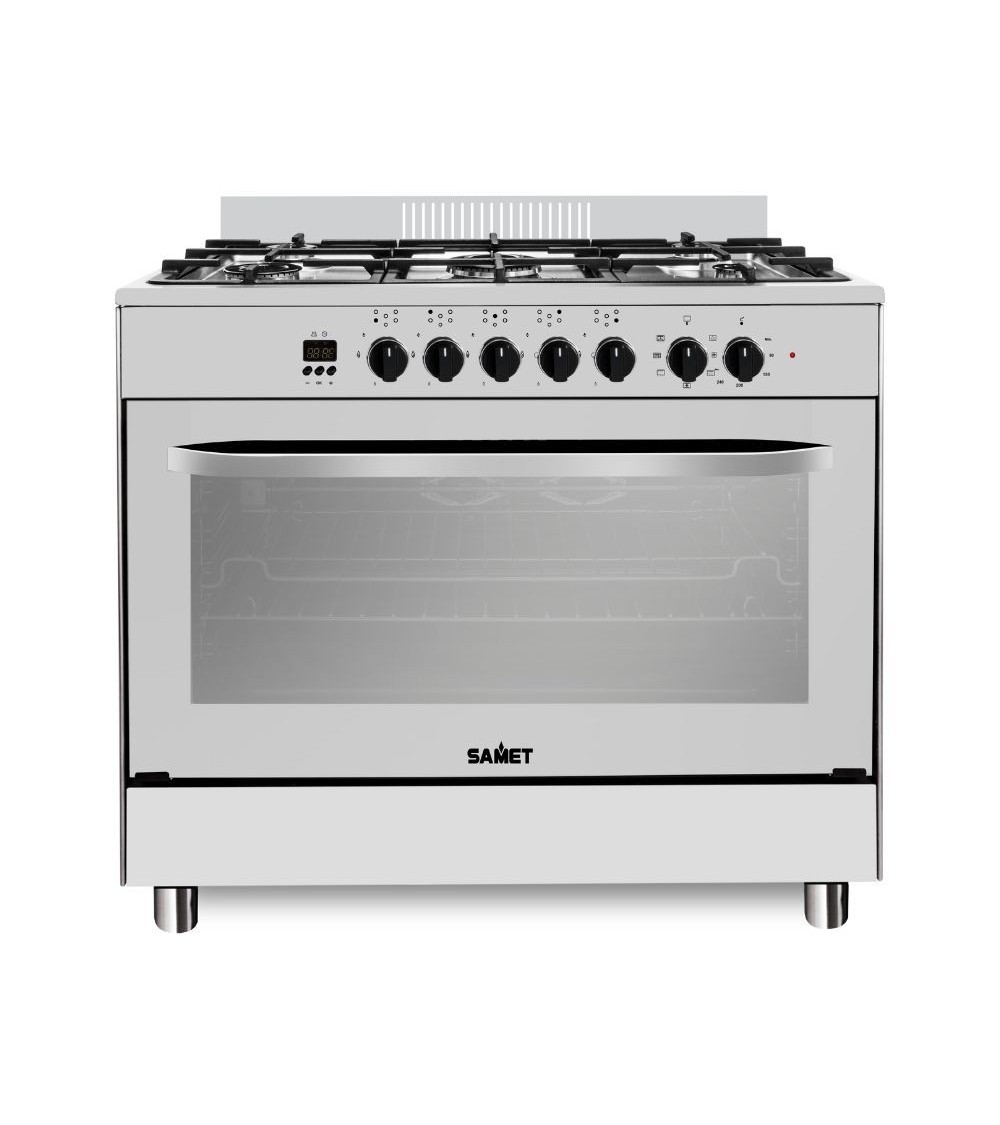 Cucina Stromboli a gas 90x60 cm. con forno e grill elettrici colore inox classe A