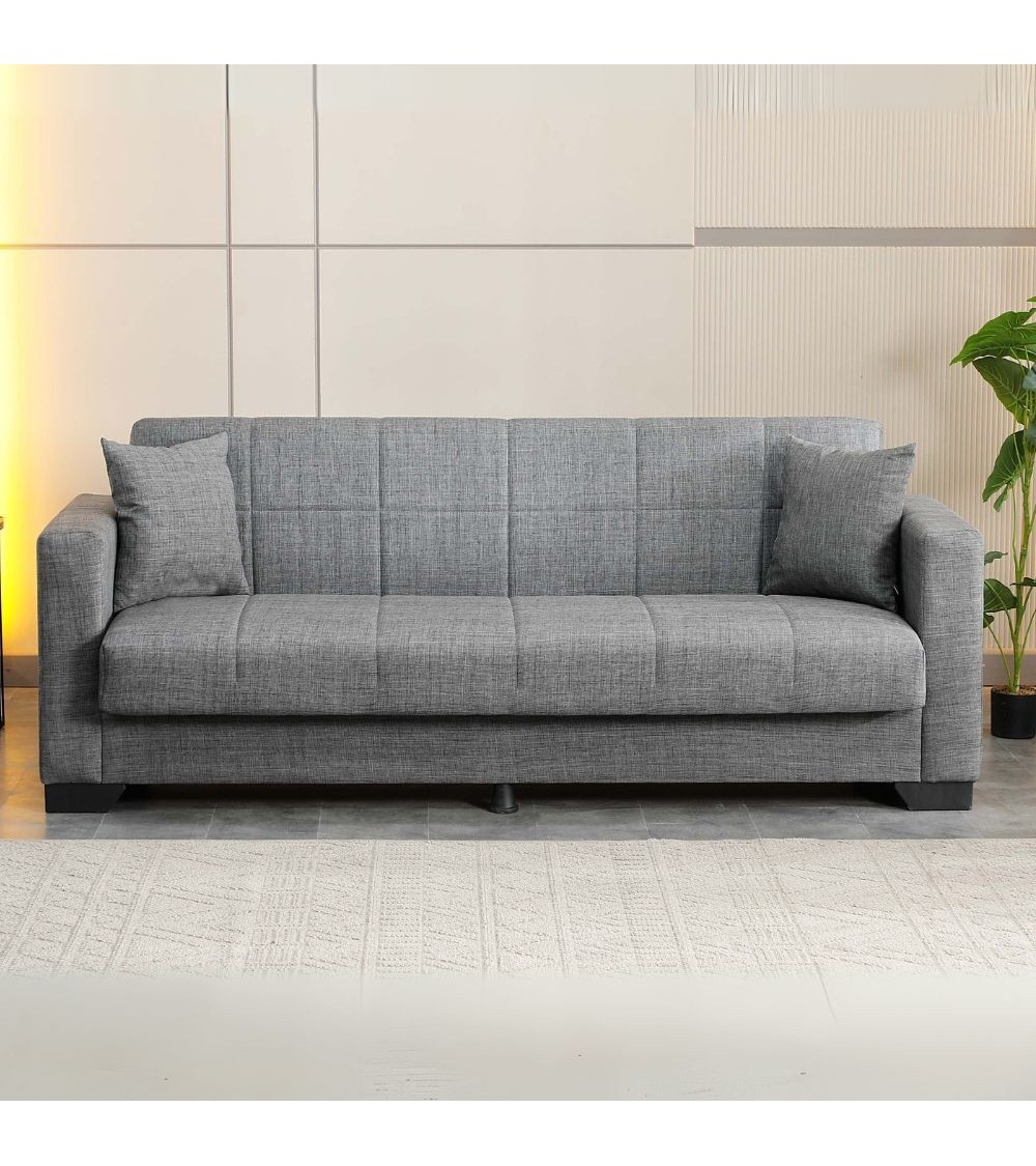 Divano letto contenitore Moon 3 posti in tessuto Internobase 11 grigio