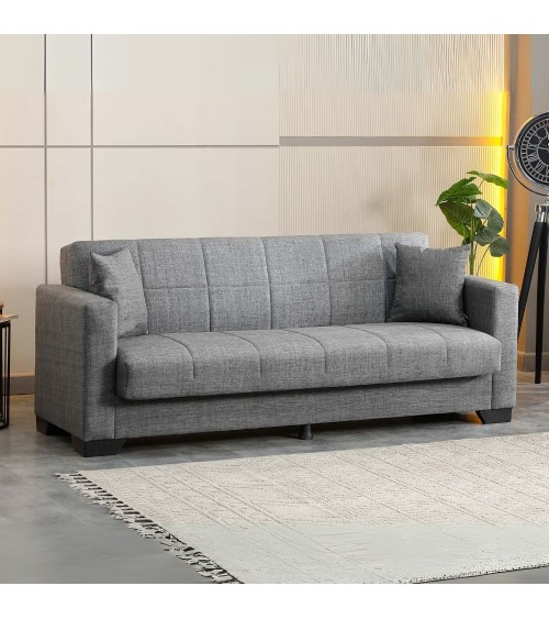 Divano letto contenitore Moon 3 posti in tessuto Internobase 11 grigio