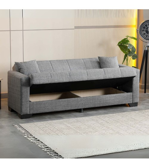 Divano letto contenitore Moon 3 posti in tessuto Internobase 11 grigio