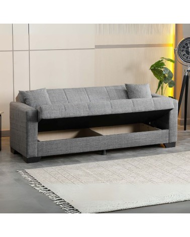 Divano letto contenitore Moon 3 posti in tessuto Internobase 11 grigio