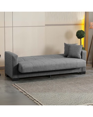 Divano letto contenitore Moon 3 posti in tessuto Internobase 11 grigio