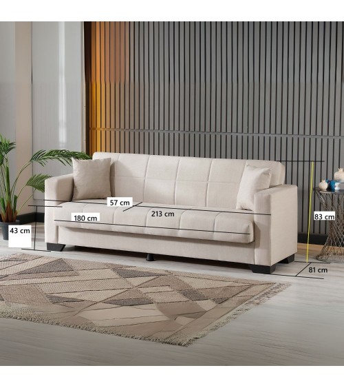 Divano letto contenitore Moon 3 posti in tessuto Internobase 11 grigio