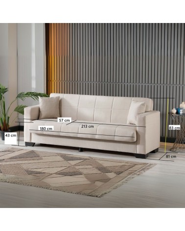 Divano letto contenitore Moon 3 posti in tessuto Internobase 11 grigio