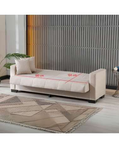 Divano letto contenitore Moon 3 posti in tessuto Internobase 11 grigio