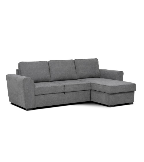 Divano letto corner reversibile Aston con contenitore in tessuto C1705 Ash grigio