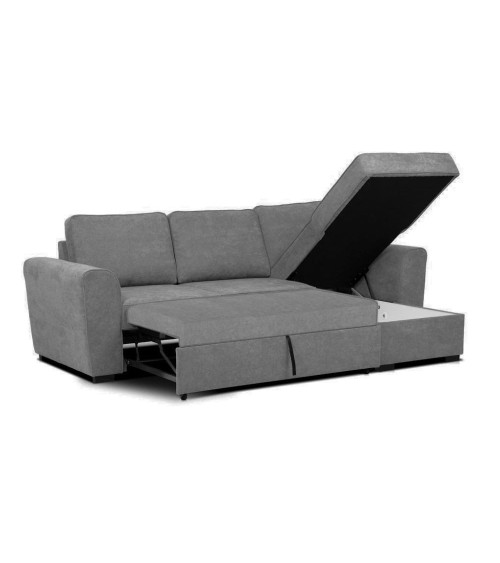 Divano letto corner reversibile Aston con contenitore in tessuto C1705 Ash grigio