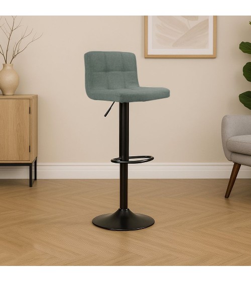 Sgabello regolabile Mosva colore verde con gambe nere opache