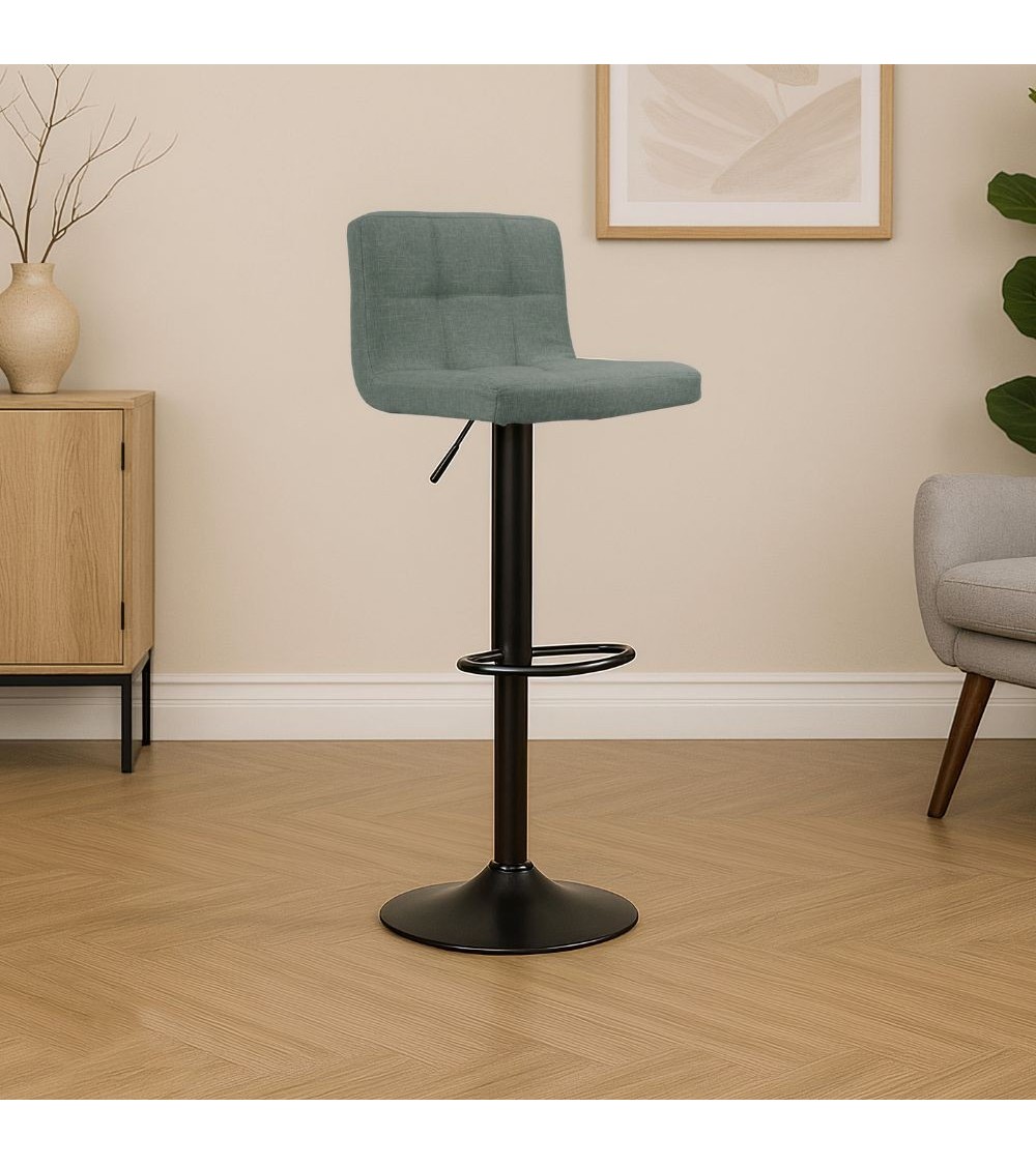 Sgabello regolabile Mosva colore verde con gambe nere opache