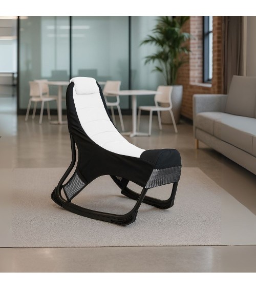 Sedia gaming Rocky con seduta imbottita in rete bicolore nero e bianco