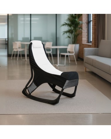 Sedia gaming Rocky con seduta imbottita in rete bicolore nero e bianco