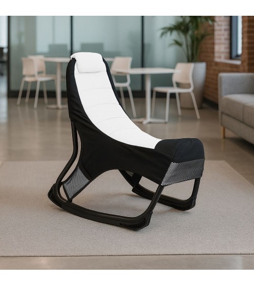 Sedia gaming Rocky con seduta imbottita in rete bicolore nero e bianco
