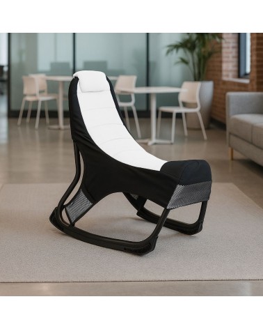 Sedia gaming Rocky con seduta imbottita in rete bicolore nero e bianco