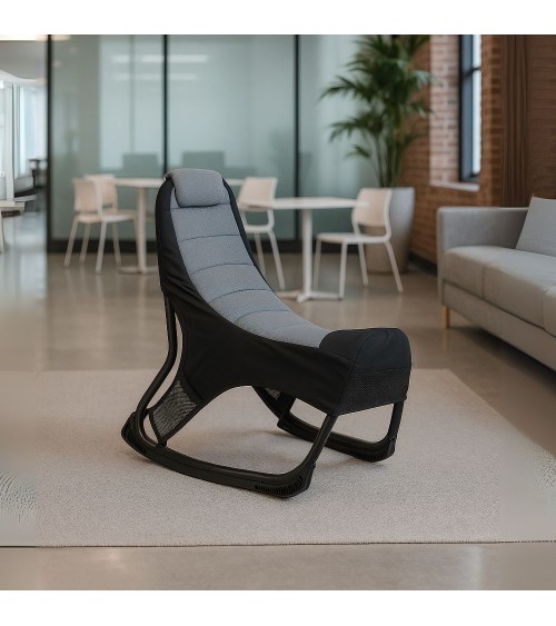 Sedia gaming Rocky con seduta imbottita in rete bicolore nero e grigio